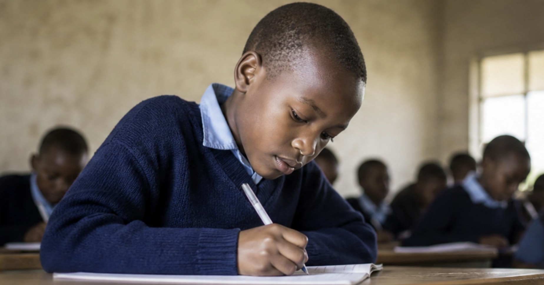 Future Builders — a pupil writing in class